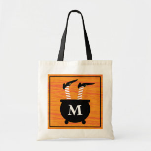 Voeg uw Initiaal toe Witch in een heks Cauldron Tote Bag