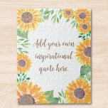 Voeg uw inspirerend Motivatie offerte toe Bloemen Legpuzzel<br><div class="desc">Deze unieke legpuzzel is versierd met waterverf zonnebloemen en groen. U kunt inspirerend aanhalingstekens of motivatie berichten toevoegen in stijlvolle scripttypografie. Eenvoudig aan te passen,  u kunt het lettertype en de kleur van de tekst wijzigen. Originele Waterverf © Michele Davies.</div>
