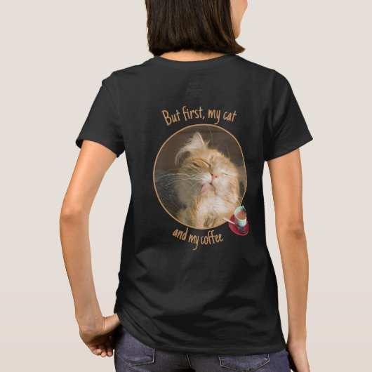 Voeg uw Kat Foto en Aangepaste Tekst T-Shirt toe (Achterkant)