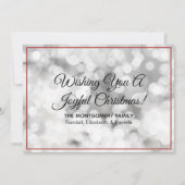 Voeg uw kerstfoto Rood Rand White Bokeh toe Feestdagenkaart (Achterkant)