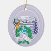 Voeg uw kerstversiering voor de feestdag met foto' keramisch ornament (Links)