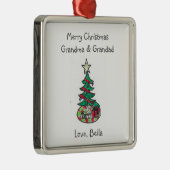 Voeg uw kind kunstwerk grootouders kerst metalen ornament (Rechts)