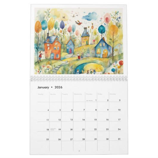 Voeg uw kinderen kunst gepersonaliseerd kalender (Jan 2026)