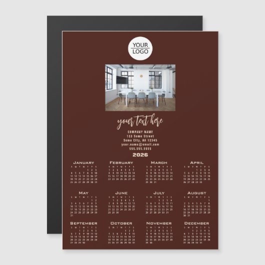 Voeg uw Logo 2026 Kalender Bedrijfsfoto toe (Voorkant / Achterkant)