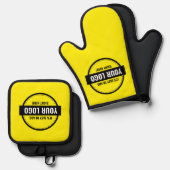 Voeg uw Logo-aangepaste kleine bedrijven toe Ovenwant & Pannenlap Set (Voorkant / Achterkant)