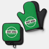 Voeg uw Logo-aangepaste kleine bedrijven toe Ovenwant & Pannenlap Set (Voorkant / Achterkant)