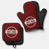 Voeg uw Logo-aangepaste kleine bedrijven toe Ovenwant & Pannenlap Set (Voorkant / Achterkant)