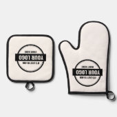 Voeg uw Logo-aangepaste kleine bedrijven toe Ovenwant & Pannenlap Set (Voorkant)