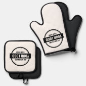 Voeg uw Logo-aangepaste kleine bedrijven toe Ovenwant & Pannenlap Set (Voorkant / Achterkant)
