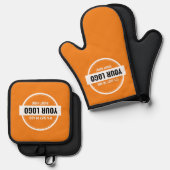 Voeg uw Logo-aangepaste kleine bedrijven toe Ovenwant & Pannenlap Set (Voorkant / Achterkant)