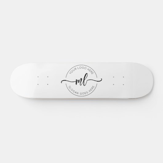 Voeg uw Logo aangepaste monogram Initialen wit Persoonlijk Skateboard (Horizontaal)