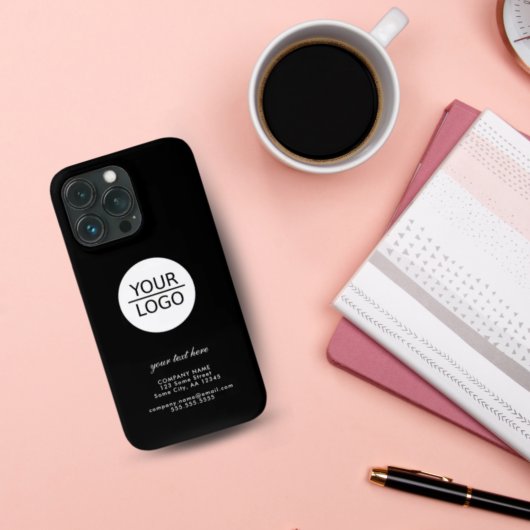 Voeg uw logo Aangepaste tekst Bedrijf Zwart toe Case-Mate iPhone Case