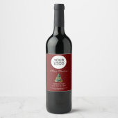 Voeg uw Logo Aangepaste Tekst Promotie Kerstboom t Wijn Etiket (Voorkant)