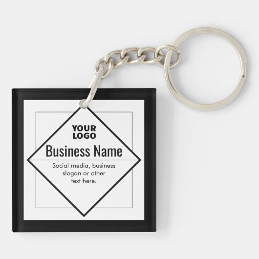 Voeg uw logo aanpasbare sjabloon toe sleutelhanger (Achterkant)