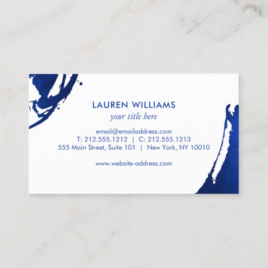 Voeg uw Logo Abstracte Blauwe Indigo borstels toe Visitekaartje (Achterkant)