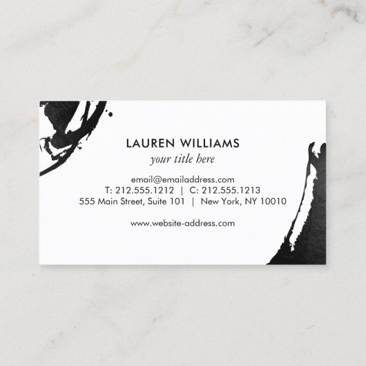 Voeg uw Logo Abstracte zwarte inktpenselen toe Visitekaartje (Achterkant)