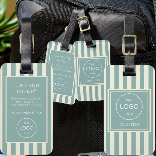 Voeg uw logo bedrijf Bagagelabel strepen