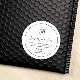 Voeg uw Logo Black Border Snap en Share toe Ronde Sticker