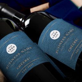 Voeg uw logo blue gold bedrijfsnaam toe wijn etiket