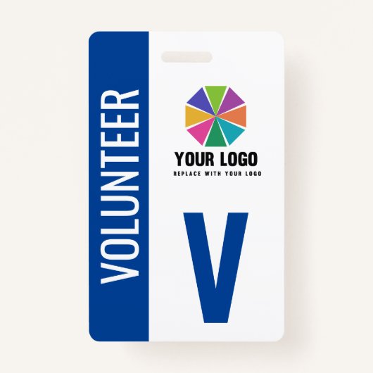 Voeg uw Logo Blue Volunteer Badge toe (Voorkant)
