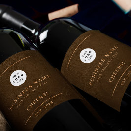 Voeg uw logo brown gold bedrijfsnaam toe wijn etiket