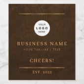 Voeg uw logo brown gold bedrijfsnaam toe wijn etiket (Enkel label)