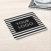 Voeg uw Logo  Business Black Stripe toe Kartonnen Onderzetters (Schuin)