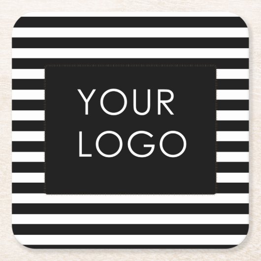 Voeg uw Logo  Business Black Stripe toe Kartonnen Onderzetters (Voorkant)