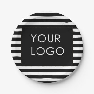 Voeg uw Logo Business Black Stripe toe Papieren Bordje