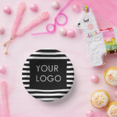 Voeg uw Logo Business Black Stripe toe Papieren Kommen (Feest)
