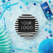 Voeg uw Logo Business Black Stripe toe Papieren Kommen (Feest)