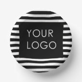 Voeg uw Logo Business Black Stripe toe Papieren Kommen (Voorkant)