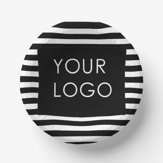 Voeg uw Logo  Business Black Stripe toe Papieren Kommen (Voorkant)