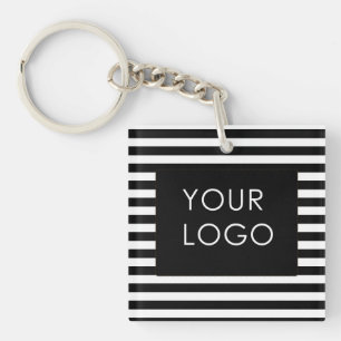 Voeg uw Logo  Business Black Stripe toe Sleutelhanger