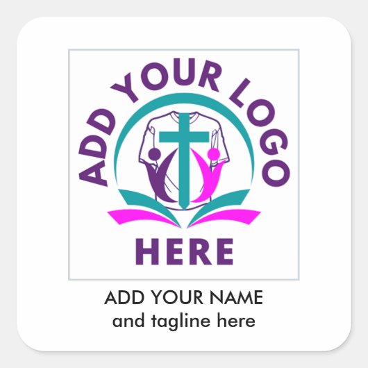 VOEG UW LOGO Business Church Merchandise TOE Vierkante Sticker (Voorkant)