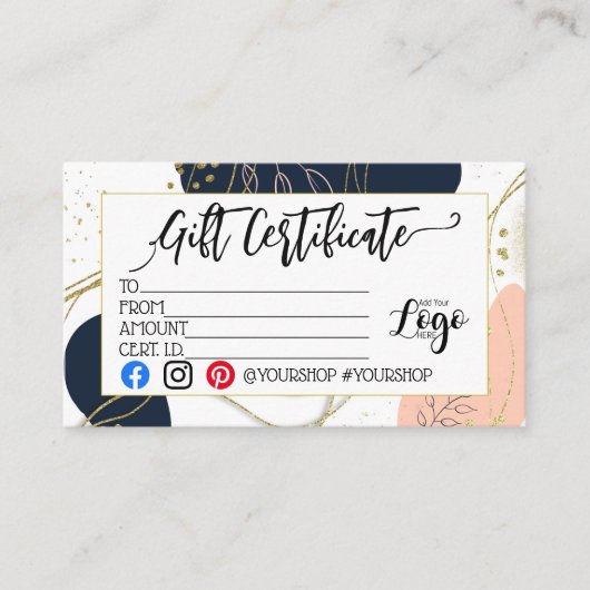 VOEG UW LOGO Business gift certificaatmarketing TO Visitekaartje (Voorkant)