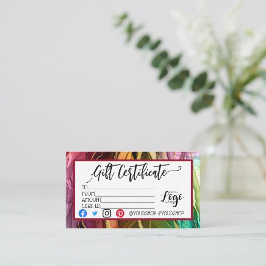 VOEG UW LOGO Business gift certificaatmarketing TO Visitekaartje (Staand voorkant)