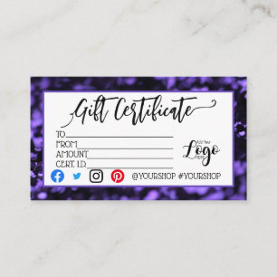 VOEG UW LOGO Business gift certificaatmarketing TO Visitekaartje