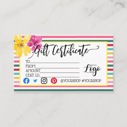 VOEG UW LOGO Business gift certificaatmarketing TO Visitekaartje (Voorkant)