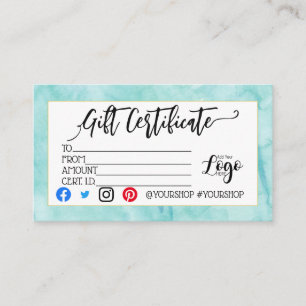 VOEG UW LOGO Business gift certificaatmarketing TO Visitekaartje