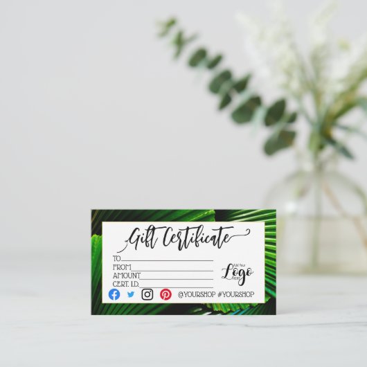 VOEG UW LOGO Business gift certificaatmarketing TO Visitekaartje (Staand voorkant)