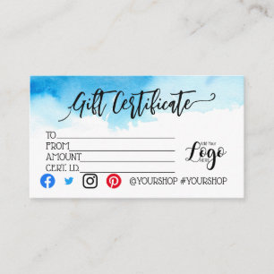 VOEG UW LOGO Business gift certificaatmarketing TO Visitekaartje