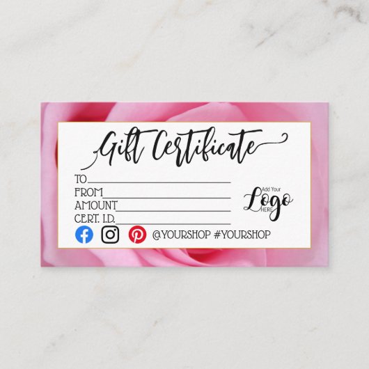 VOEG UW LOGO Business gift certificaatmarketing TO Visitekaartje (Voorkant)