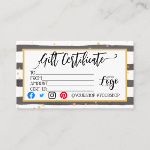 VOEG UW LOGO Business gift certificaatmarketing TO Visitekaartje