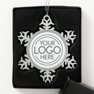 Voeg uw Logo Business Modern Minimalist toe Tin Sneeuwvlok Ornament