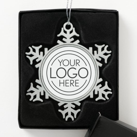 Voeg uw Logo Business Modern Minimalist toe Tin Sneeuwvlok Ornament (Kistje)