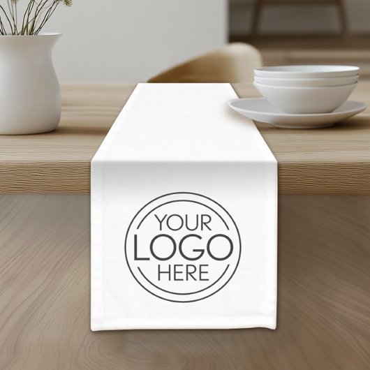 Voeg uw Logo Business Modern Minimalist toe - Wit Korte Tafelloper