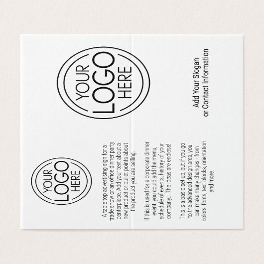 Voeg uw Logo Business Product Table advertentie to Kaart (Buitenkant ongevouwen)