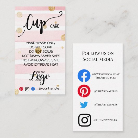 VOEG UW LOGO CARE CARDS vinyl business TOE Visitekaartje (Voorkant / Achterkant)