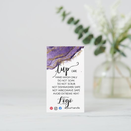 VOEG UW LOGO CARE CARDS vinyl business TOE Visitekaartje (Staand voorkant)